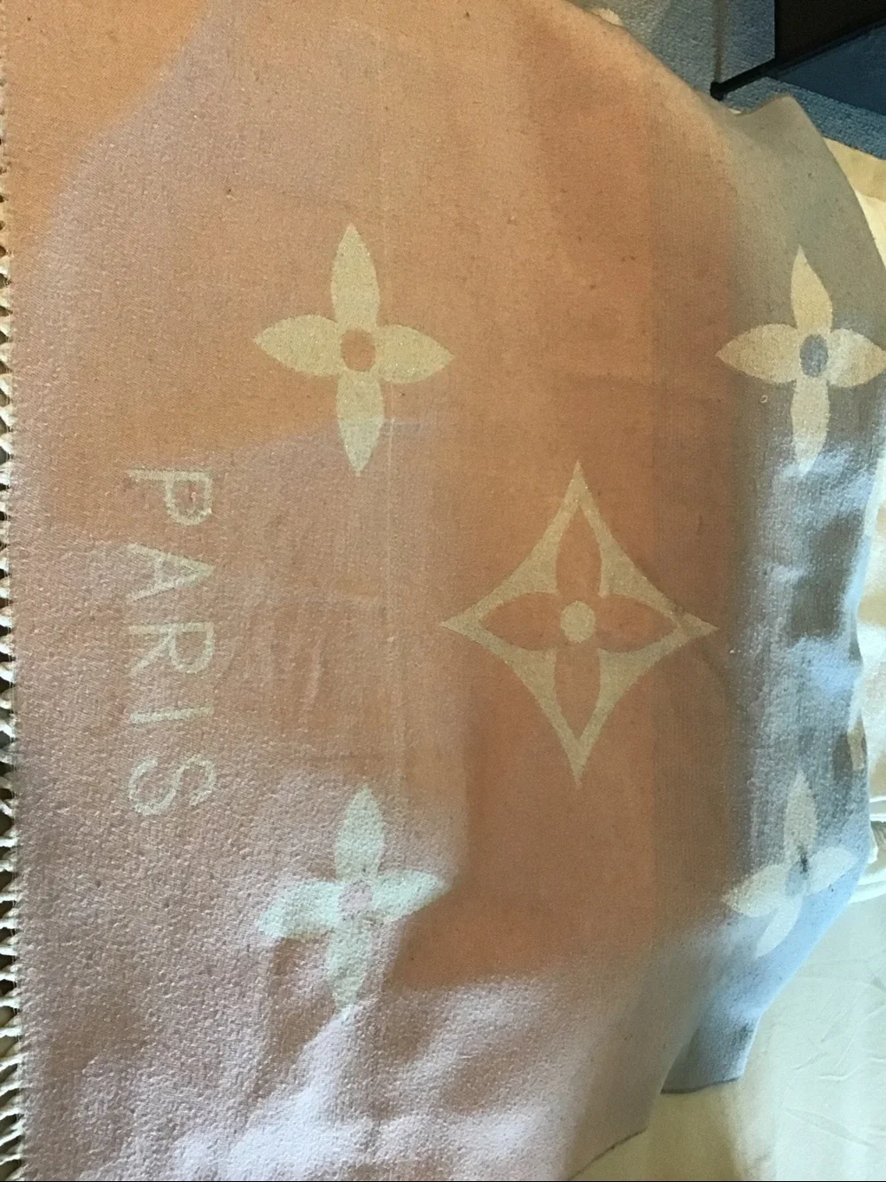 Louis Vuitton Light Blue and Cream Monogram Blanket Scarf
